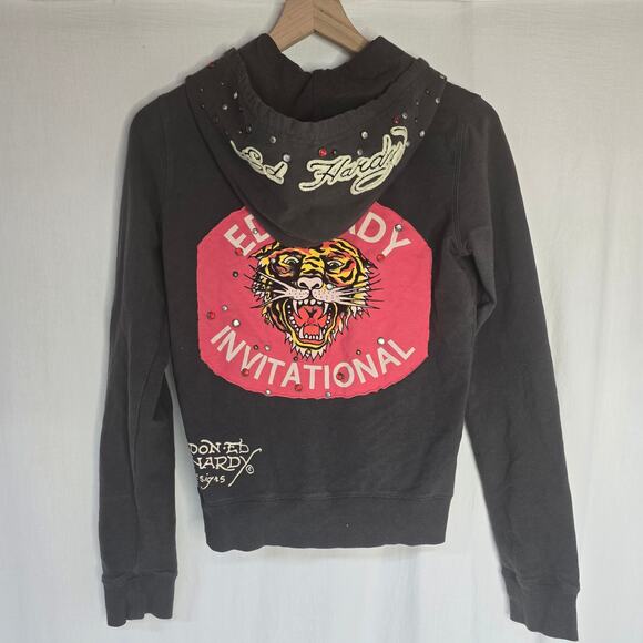 Vintage Ed Hardy by Christian Audigier Tiger International Full Zip Hoodie M - Picture 2 of 10